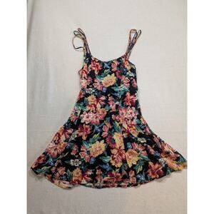 forever 21 black vintage floral spaghetti strap dress size‎ S